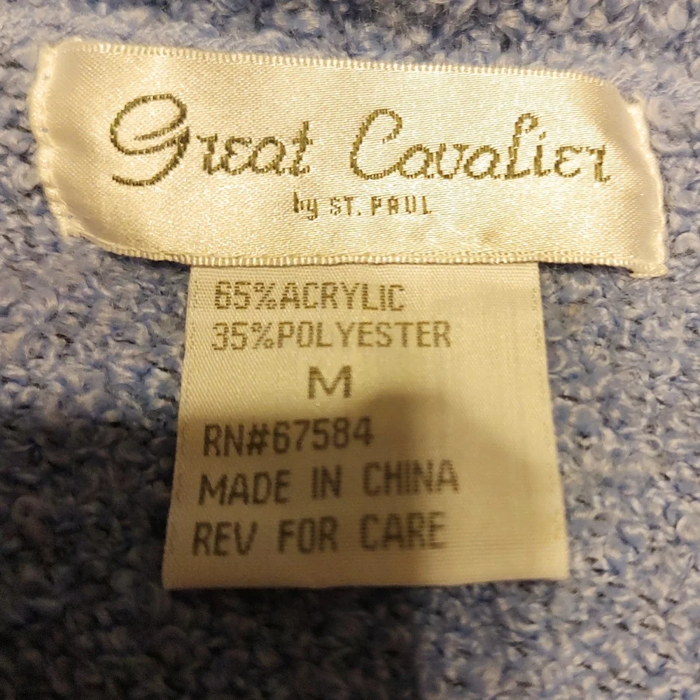 🔹🪻🔹Divine Vtg French Blue Periwinkle & Cream Plush Boucle Sweater Blazer - M - Picture 13 of 14